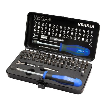 Vega Vega 53pc Bit & Hand Driver Set, Gunmetal Grey, S2 Modified Steel VSH53A